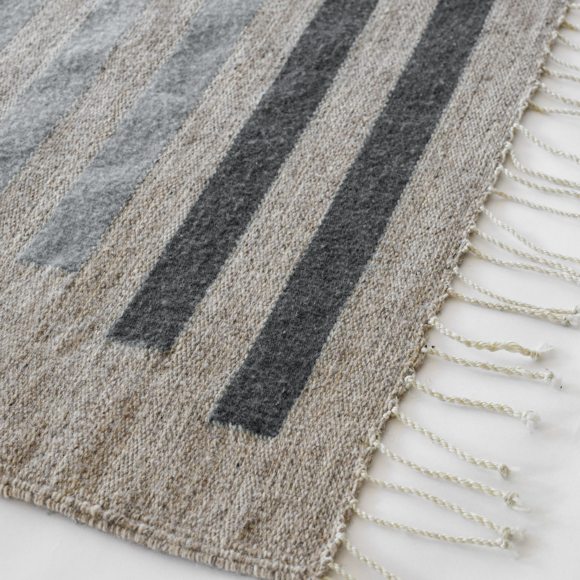 LOOM Imports handwoven ethical flat weave wool rugs. B Corp certified, women owned, fair trade, natural sustainable materials. 