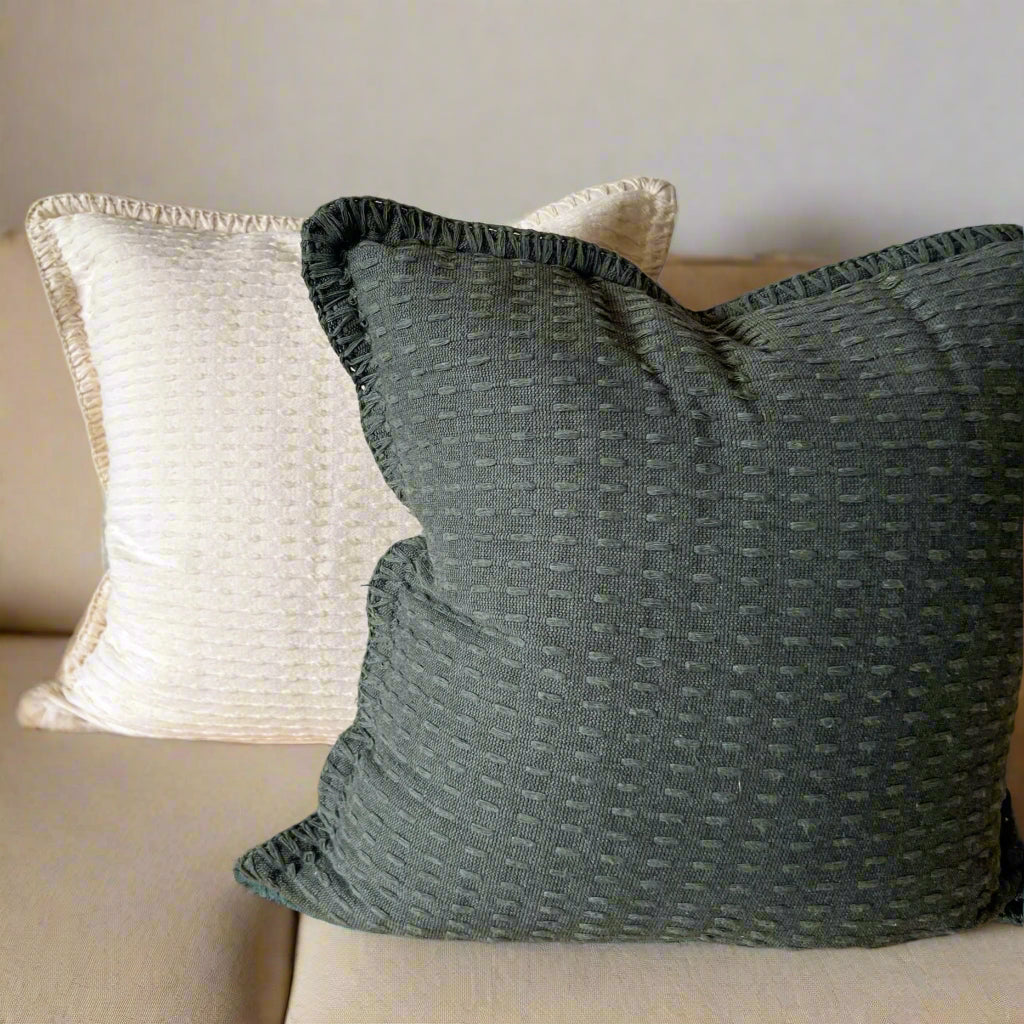 Cotton Blanket Stitch Pillow